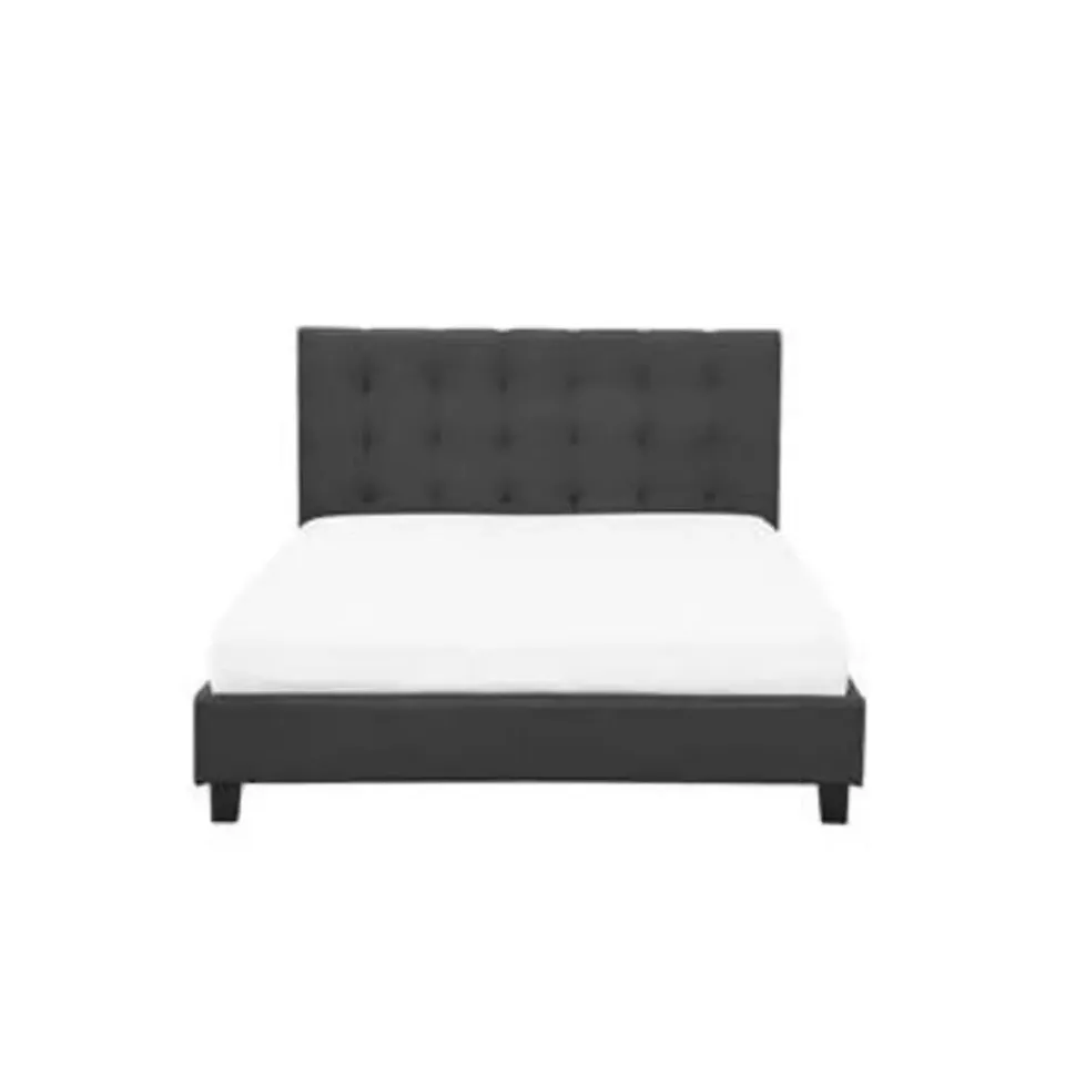 Beliani ROCHELLE - Tweepersoonsbed - Donkergrijs - 140 x 200 cm - Polyester