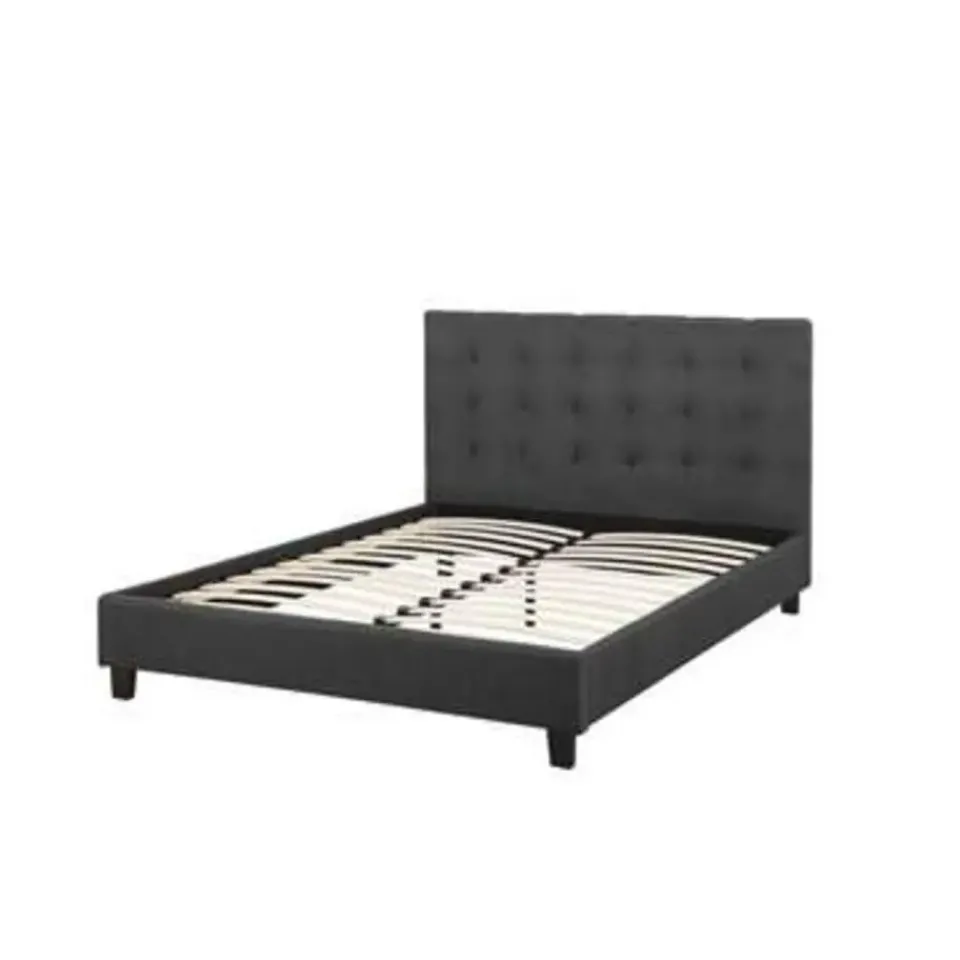 Beliani ROCHELLE - Tweepersoonsbed - Donkergrijs - 140 x 200 cm - Polyester