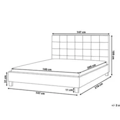 Beliani ROCHELLE - Tweepersoonsbed - Donkergrijs - 140 x 200 cm - Polyester