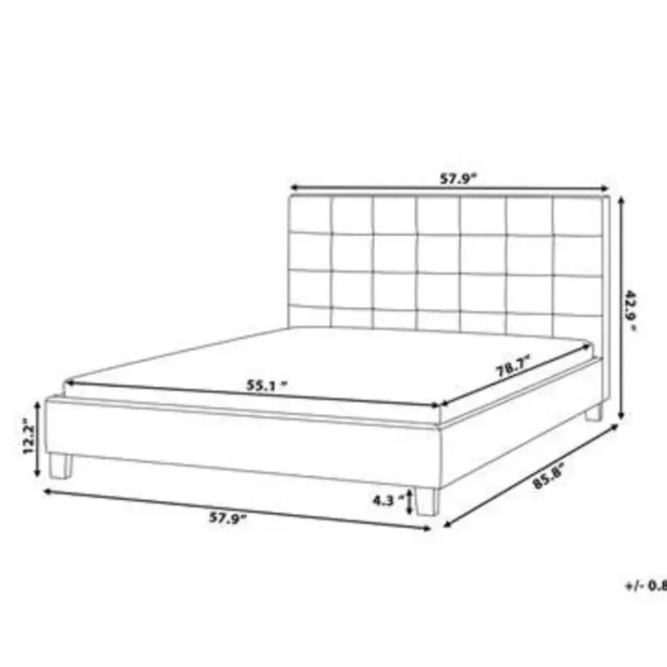 Beliani ROCHELLE - Tweepersoonsbed - Donkergrijs - 140 x 200 cm - Polyester
