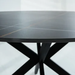 Dimehouse Ronde eettafel Yuna Ø150 cm marmerlook zwart - Stoneware - Zwart Best