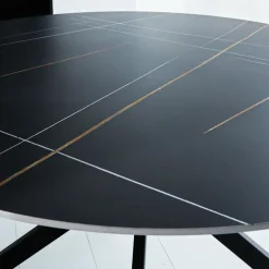 Dimehouse Ronde eettafel Yuna Ø150 cm marmerlook zwart - Stoneware - Zwart Best