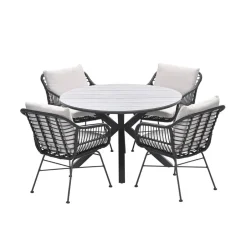 Garden Impressions Ronde 4-persoons tuinset - Edison tafel - 4 Margriet stoelen Sale