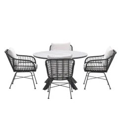 Garden Impressions Ronde 4-persoons tuinset - Edison tafel - 4 Margriet stoelen Sale