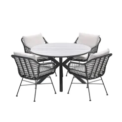 Garden Impressions Ronde 4-persoons tuinset - Edison tafel - 4 Margriet stoelen Sale