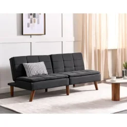 Beliani RONNE - Slaapbank 3-zits - Zwart - Polyester Hot