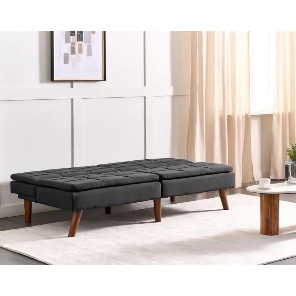 Beliani RONNE - Slaapbank 3-zits - Zwart - Polyester Hot