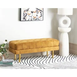 Beliani ROSEVILLE - Bankje - Geel - Fluweel New