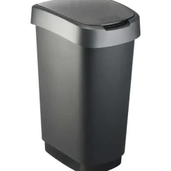 Rotho Afvalbak Twist 40 x 30 x 60 cm 50 l Polypropyleen Zilver New