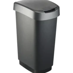 Rotho Afvalbak Twist 40 x 30 x 60 cm 50 l Polypropyleen Zilver New