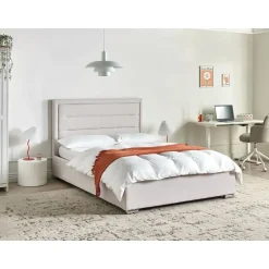 Leen Bakker ROUEN - Bed met opbergruimte - Lichtbeige - 140 x 200 cm - Polyester Best