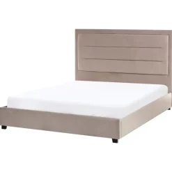 Leen Bakker ROUEN - Tweepersoonsbed - Taupe - 140 x 200 cm - Fluweel Outlet