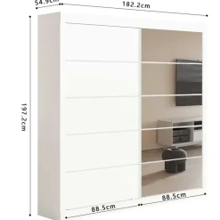 Rousseau Kledingkast Mike - 183 x 53 x 198 cm - Met spiegel - Wit Sale