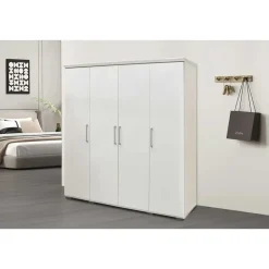 Rousseau Kledingkast Nikkie - 183x160x52cm - 4 deuren - wit Clearance