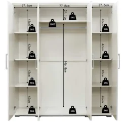 Rousseau Kledingkast Nikkie - 183x160x52cm - 4 deuren - wit Clearance