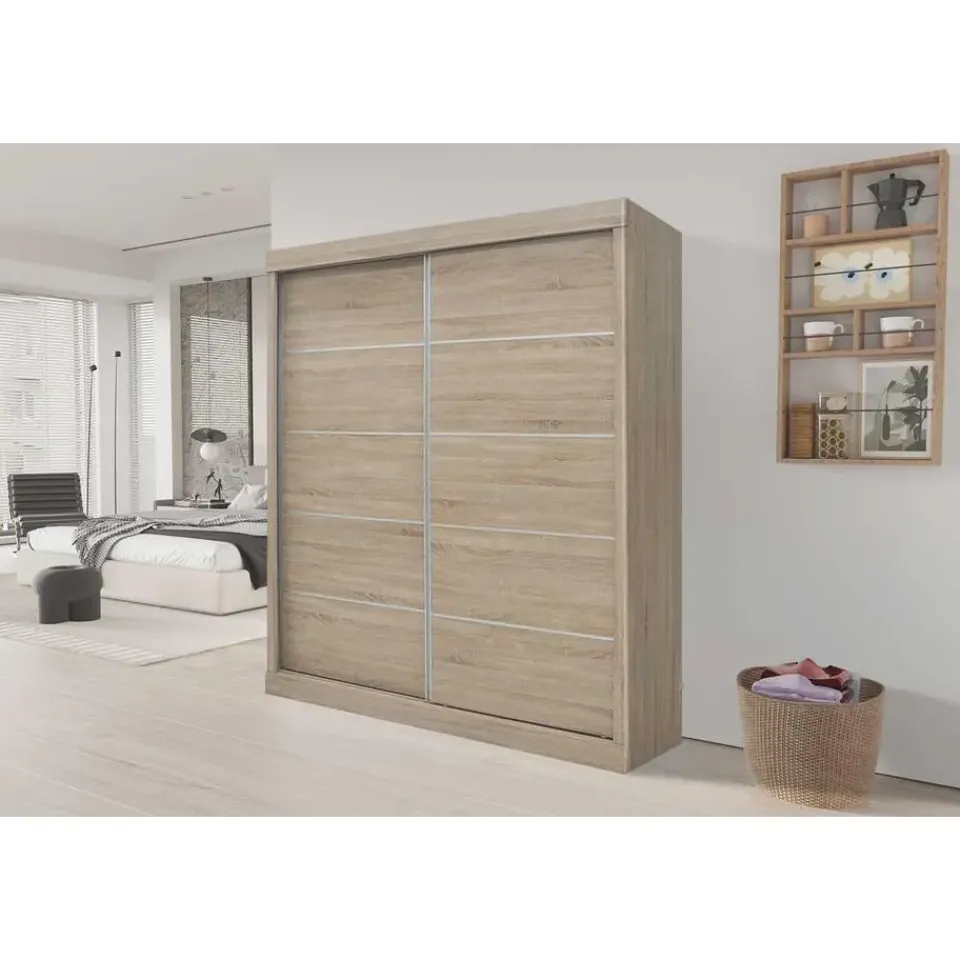 Rousseau Schuifdeurkast Mike - 182,5 x 52,5 cm x 197,5 cm - Sonoma-afwerking Outlet