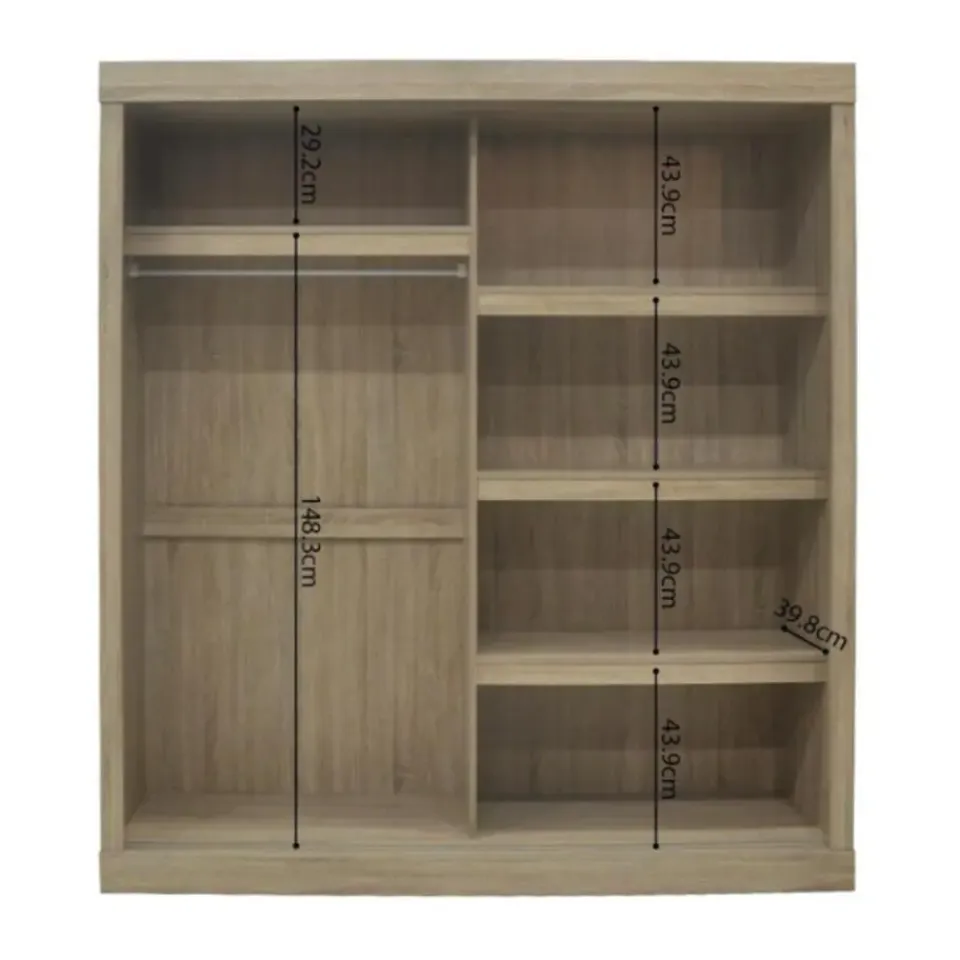 Rousseau Schuifdeurkast Mike - 182,5 x 52,5 cm x 197,5 cm - Sonoma-afwerking Outlet