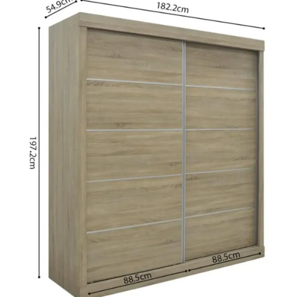 Rousseau Schuifdeurkast Mike - 182,5 x 52,5 cm x 197,5 cm - Sonoma-afwerking Outlet