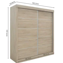 Rousseau Schuifdeurkast Mike - 182,5 x 52,5 cm x 197,5 cm - Sonoma-afwerking Outlet