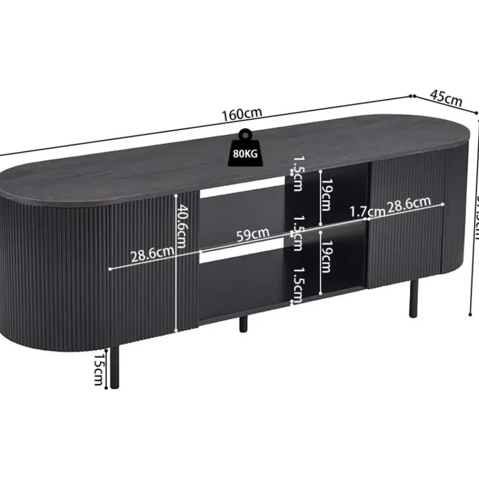 Rousseau tv-meubel Lagos - 160 x 45 x 58 cm - Donkerbruin Online