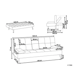 Beliani ROXEN - Slaapbank 3-zits - Donkergrijs - Polyester Discount