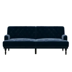 Dorel Home Ruby - 3-zits slaapbank in blauw fluweel Outlet