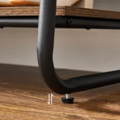 Vasagle Rustiek bruin/zwart stalen kledingrek met 2 planken en 6 haken Discount