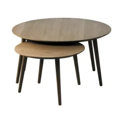 Giga Living Salontafel Adda Rond Smoked Eiken Set van 2 Best