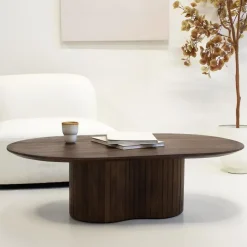 Giga Meubel Salontafel Donkerbruin Mangohout - Ovaal - 120x70x35cm - Ava Hot