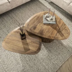 Giga Living Salontafel Naturel Mangohout - Set van 2 - 93x72x43cm - Wave Clearance