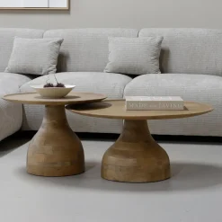 Giga Meubel Salontafel Naturel Mangohout - Ø80x39cm - Joji