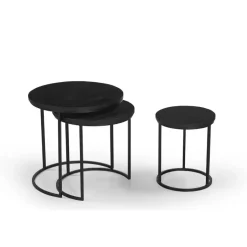 Giga Meubel Salontafel Organisch - Zwart Mangohout - Set Van 3 - Kila Best