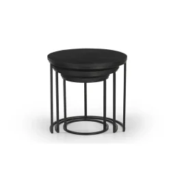 Giga Meubel Salontafel Organisch - Zwart Mangohout - Set Van 3 - Kila Best