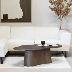 Giga Meubel Salontafel Organisch 120cm - Donkerbruin Mangohout - Jessie Clearance