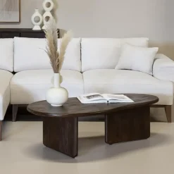 Giga Meubel Salontafel Organisch 130cm - Donkerbruin Mangohout - Sira Outlet