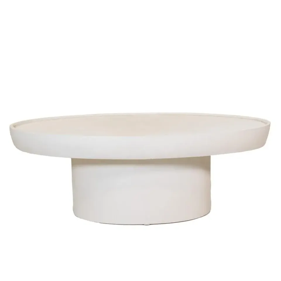 Giga Meubel Salontafel Ovaal - Beige - Betonlook - 120cm - Tess