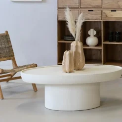 Giga Meubel Salontafel Ovaal - Beige - Betonlook - 120cm - Tess