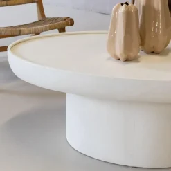 Giga Meubel Salontafel Ovaal - Beige - Betonlook - 120cm - Tess