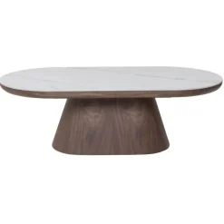 Giga Meubel Salontafel Ovaal - Walnoot Hout/Keramisch - 120x60x38cm - Alba Online