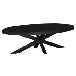Giga Meubel Salontafel Ovaal - Zwart - 130cm - Mangohout - Tafel Mansour