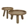Giga Living Salontafel Rond - Naturel Mangohout - Set Van 2 - Tripod Outlet
