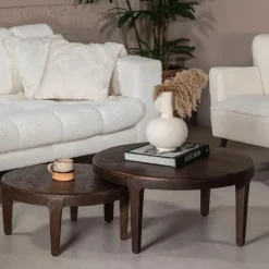 Giga Meubel Salontafel Set van 2 - Acaciahout - Rond - Tafel Mio Best