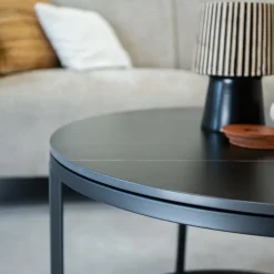 Dimehouse Salontafel set van 2 Trevor marmer zwart rond - 68x68x43 cm - Stoneware - Zwart New