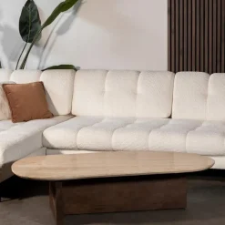 Giga Meubel Salontafel Travertin - Beige/Bruin - Organische Vorm - Tafel Olaf Clearance