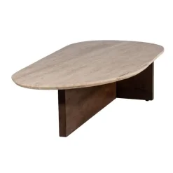 Giga Meubel Salontafel Travertin - Beige/Bruin - Organische Vorm - Tafel Olaf Clearance