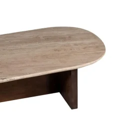Giga Meubel Salontafel Travertin - Beige/Bruin - Organische Vorm - Tafel Olaf Clearance