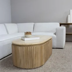 Giga Meubel Salontafel Travertin - Naturel Mangohout - 120x60x40cm - Sven Online