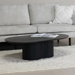 Giga Meubel Salontafel Zwart Mangohout - Ovaal - 90x60x35cm - Ava Hot