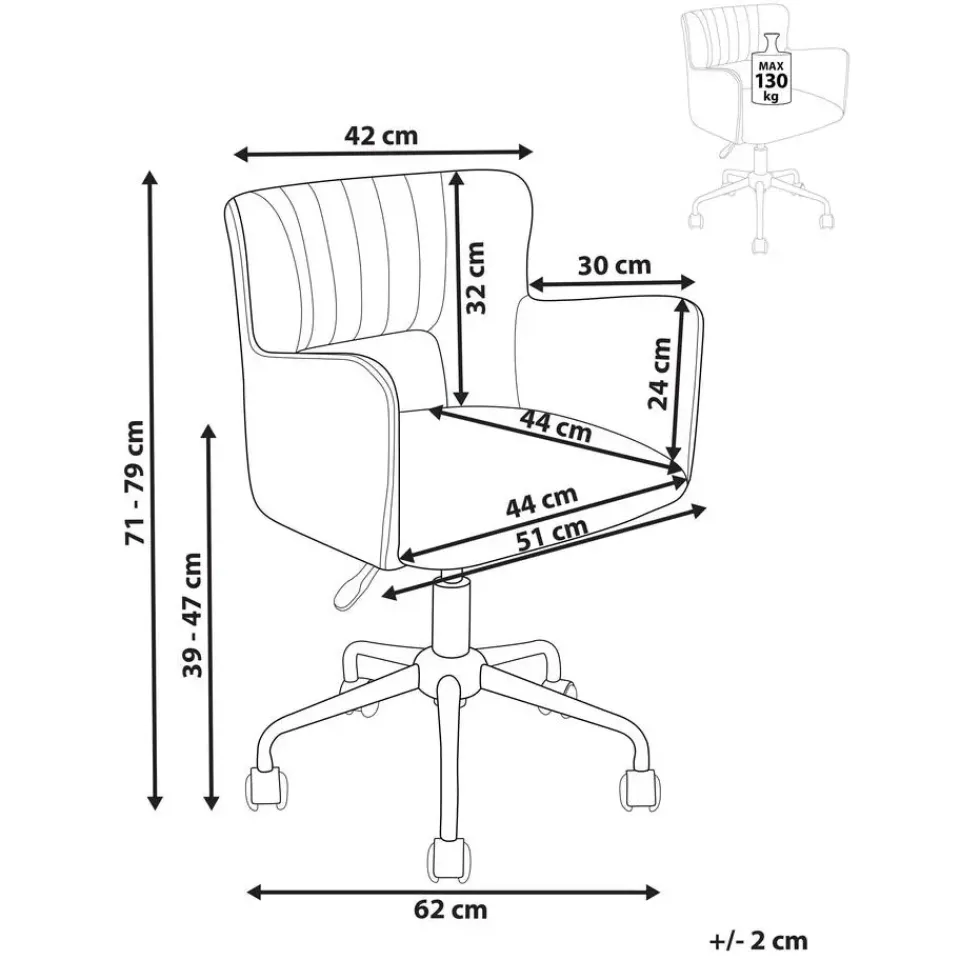 Beliani SANILAC - Bureaustoel - Beige - Fluweel