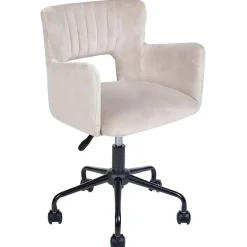 Beliani SANILAC - Bureaustoel - Beige - Fluweel